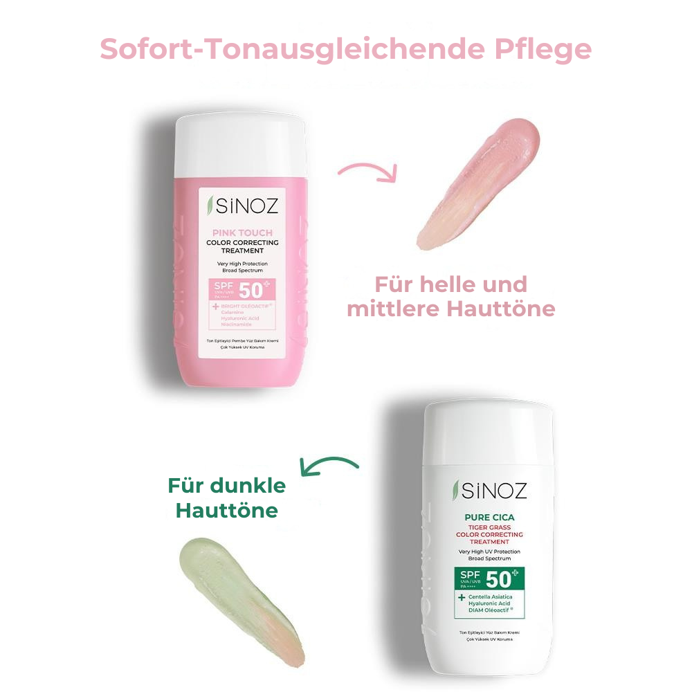 Sinoz Pink Touch getönte Flüssigsonnencreme SPF50 – Speziell für helle Hauttypen