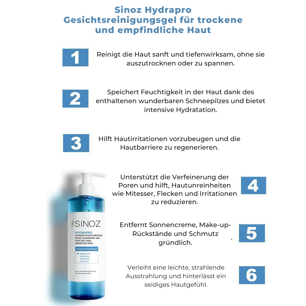 Sinoz Gesichtsreinigungsgel für trockene und empfindliche Haut 200ml