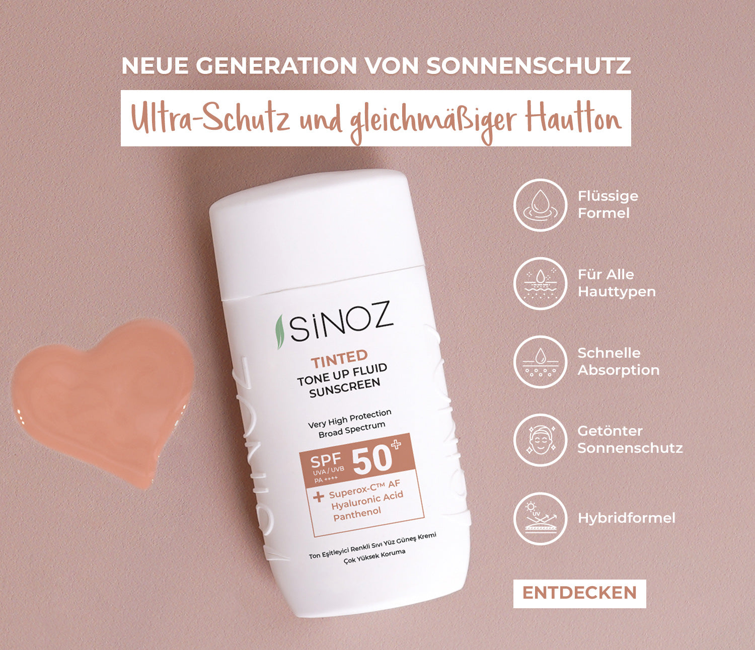 Sinoz getönte Flüssigsonnencreme SPF 50+ 50ml