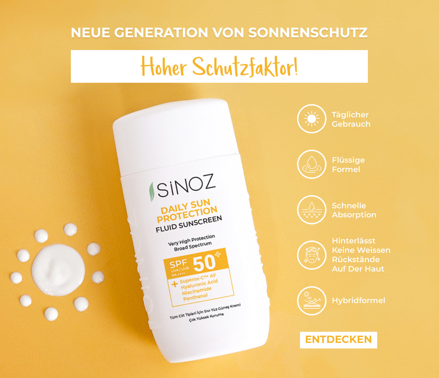 Sinoz Flüssigsonnencreme für alle Hauttypen SPF 50+  50ml