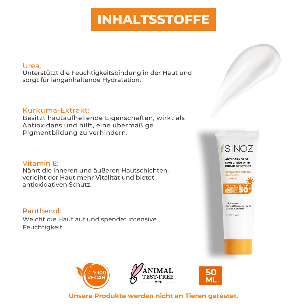 Sinoz Sonnenschutzcreme SPF50+ gegen dunkle Flecken 50ml