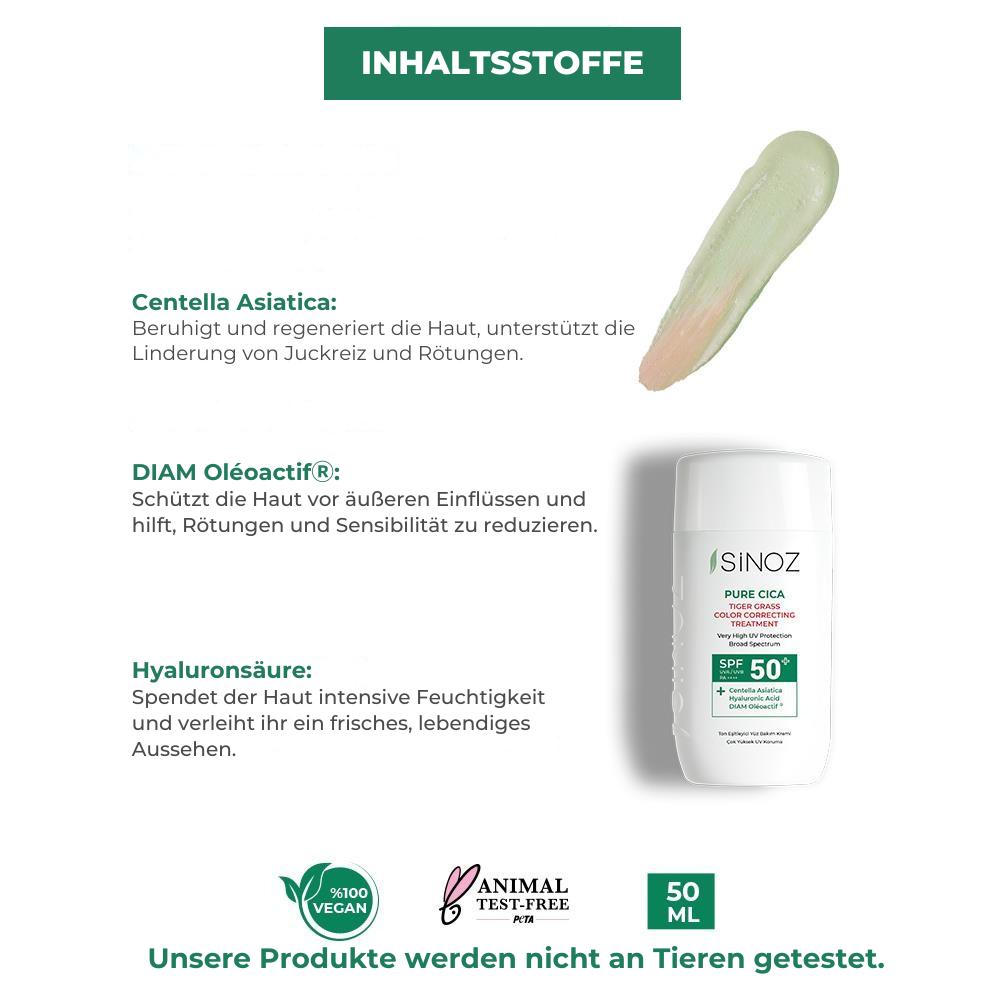 Sinoz Pure Cica getönte Flüssigsonnencreme SPF 50+ 50ml