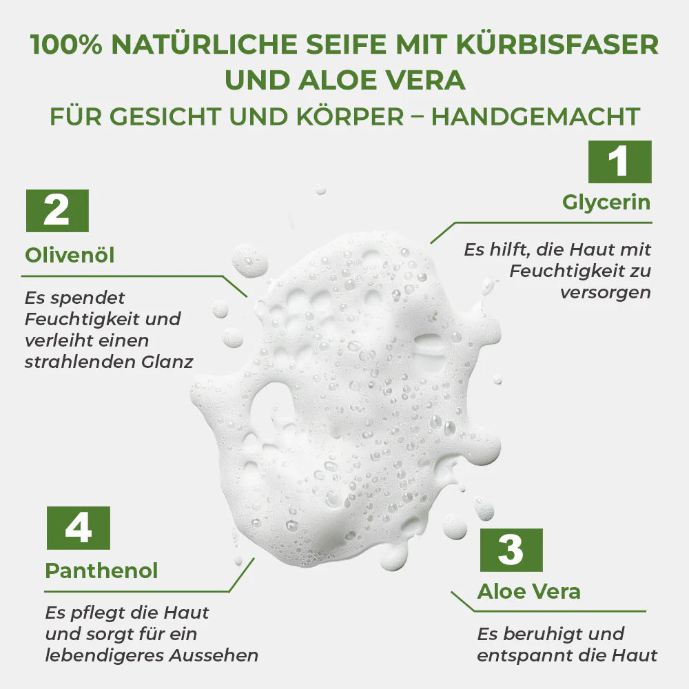 Pür Doğal 100% Natürliche Kürbisfaser Seife mit Aloe Vera 130gr