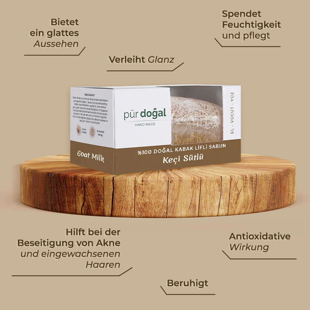 Pür Doğal 100% Natürliche Kürbisfaser Seife mit Ziegenmilch 130gr